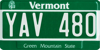 VT license plate YAV480
