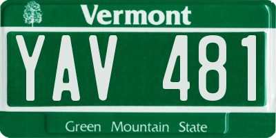 VT license plate YAV481
