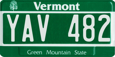 VT license plate YAV482