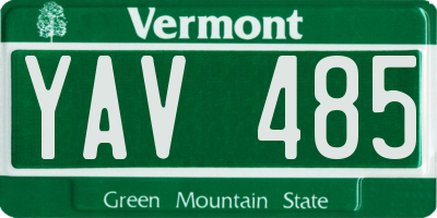 VT license plate YAV485