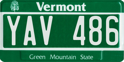VT license plate YAV486