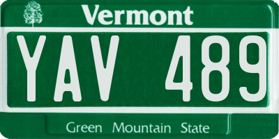 VT license plate YAV489
