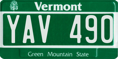 VT license plate YAV490