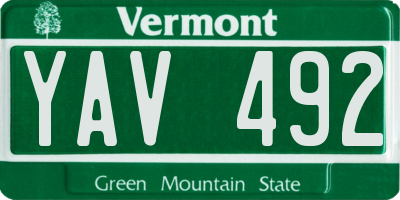 VT license plate YAV492