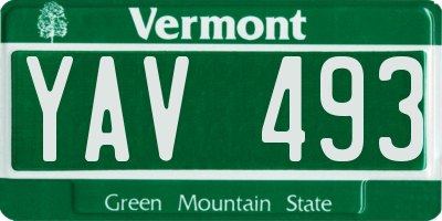 VT license plate YAV493