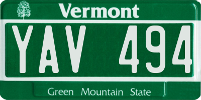 VT license plate YAV494