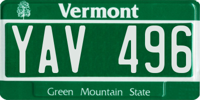 VT license plate YAV496