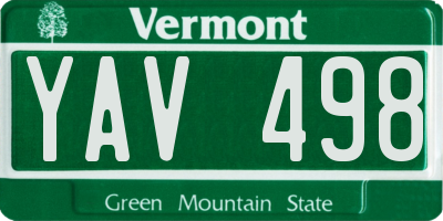 VT license plate YAV498