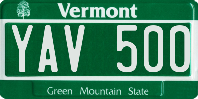 VT license plate YAV500