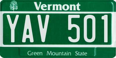 VT license plate YAV501