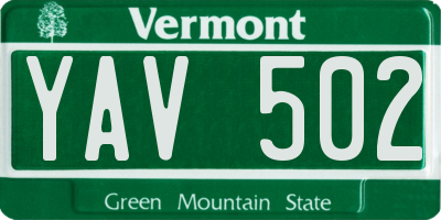 VT license plate YAV502