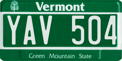 VT license plate YAV504