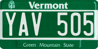 VT license plate YAV505