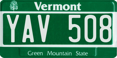 VT license plate YAV508