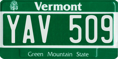 VT license plate YAV509
