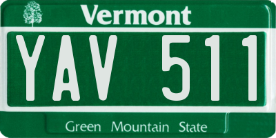 VT license plate YAV511