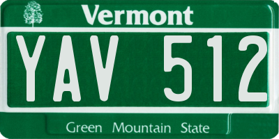 VT license plate YAV512