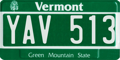 VT license plate YAV513