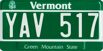 VT license plate YAV517