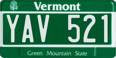 VT license plate YAV521