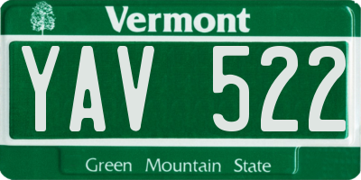 VT license plate YAV522