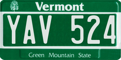 VT license plate YAV524