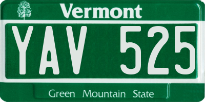 VT license plate YAV525