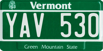 VT license plate YAV530