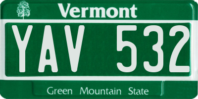 VT license plate YAV532