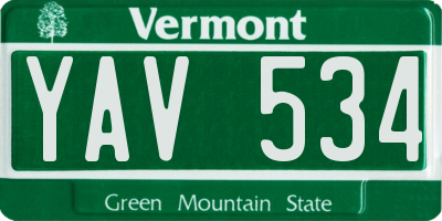 VT license plate YAV534