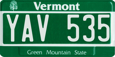 VT license plate YAV535