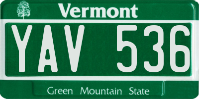 VT license plate YAV536