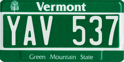 VT license plate YAV537