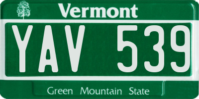 VT license plate YAV539