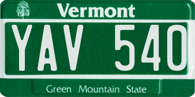 VT license plate YAV540