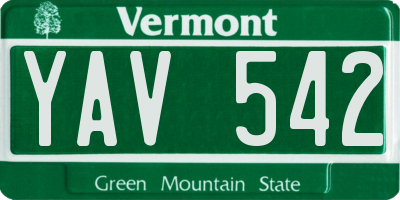VT license plate YAV542