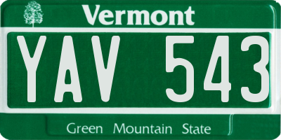 VT license plate YAV543