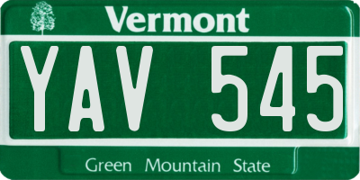 VT license plate YAV545