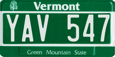 VT license plate YAV547