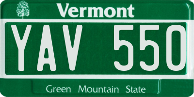 VT license plate YAV550