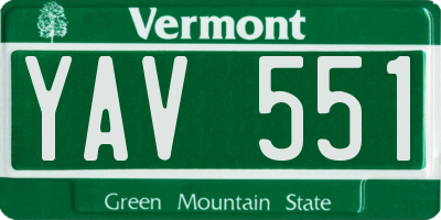 VT license plate YAV551