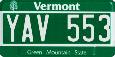 VT license plate YAV553