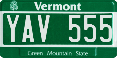 VT license plate YAV555