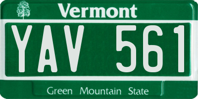 VT license plate YAV561