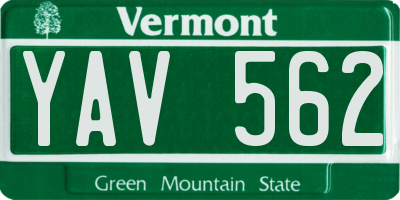 VT license plate YAV562