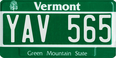 VT license plate YAV565