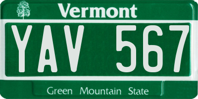VT license plate YAV567