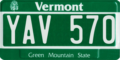 VT license plate YAV570