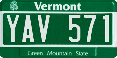 VT license plate YAV571
