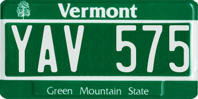 VT license plate YAV575